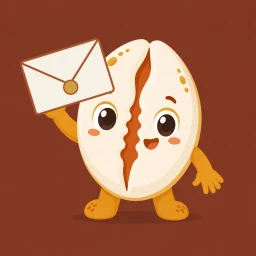 Kori, la mascotte, tend une enveloppe